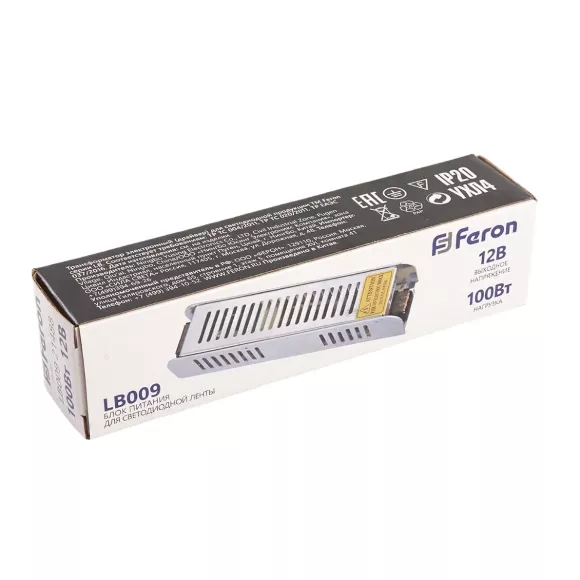 Блок питания для светодиодной ленты Feron LB009 12V 100W IP20 8,4A 21488 Блок питания для светодиодной ленты Feron LB009 12V 100W IP20 8,4A 21488
