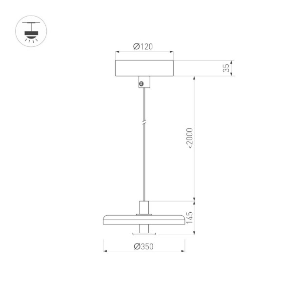 Подвесной светильник Arlight SP-KOTARO-R350-12W Warm2700 (BK-GR, 36 deg, 230V, TRIAC) 057222