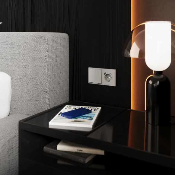 Перекрестный переключатель двухклавишный встраиваемый VOLTUM S70 VLS020502 (белый матовый)