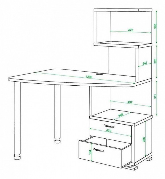 Стол компьютерный Домино нельсон СКМ-60 MER_SKM-60_BE-PRAV