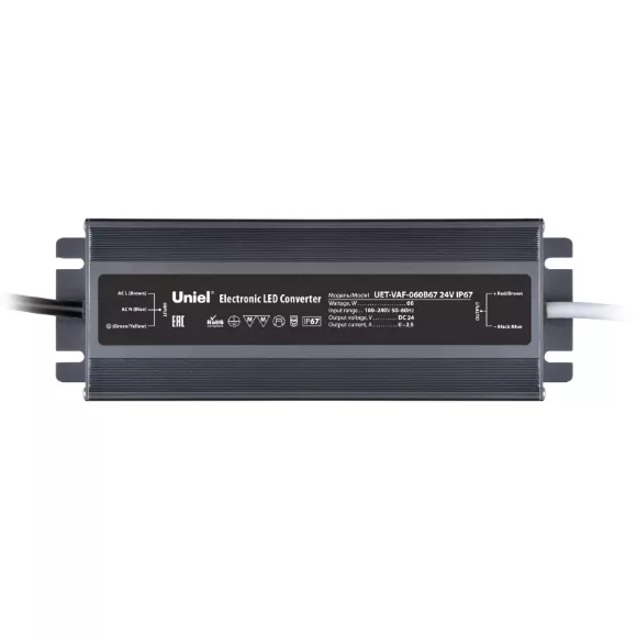 Блок питания Uniel UET-VAF-060B67 24V IP67 UL-00009366 Блок питания Uniel UET-VAF-060B67 24V IP67 UL-00009366