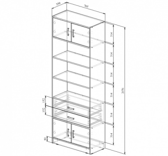 Стеллаж комбинированный Либерти-51-128 MAS_Liberti-51-BT-DS-128