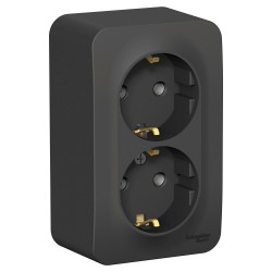 Розетка 2-ая с/з без шторок 16А, 250В, изолир. Пластина Systeme Electric Blanca наруж Антрацит BLNRA010216