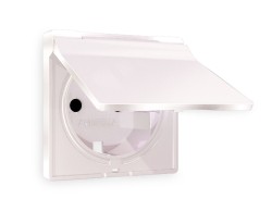 Лицевая панель для розетки с/з со шторками и крышкой Ambrella Volt Alfa AP2080