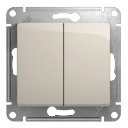 Выключатель 2-клавишный, сх.5, 10AX Systeme Electric Glossa Молочный GSL000951