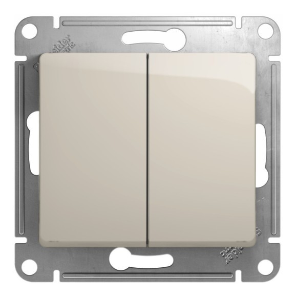 Выключатель 2-клавишный, сх.5, 10AX Systeme Electric Glossa Молочный GSL000951