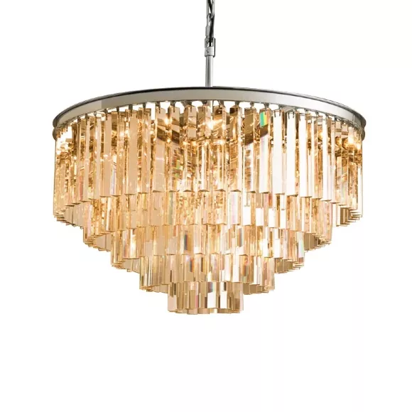 Подвесная люстра Delight Collection 1920s Odeon KR0387P-10A chrome/amber Подвесная люстра Delight Collection 1920s Odeon KR0387P-10A chrome/amber