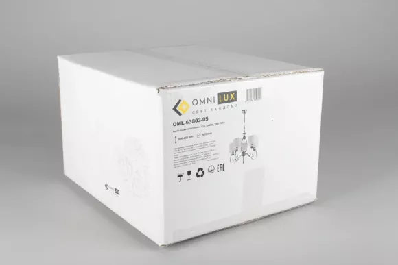 Подвесная люстра Omnilux Mellitto OML-63803-05, Хром, Белый, Металл Подвесная люстра Omnilux Mellitto OML-63803-05, Хром, Белый, Металл