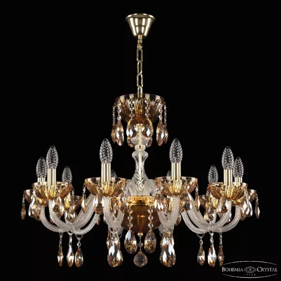 Подвесная люстра Bohemia Ivele Crystal 5417/10/240 G Amber/M-1H K721, Золото, Металл, Классика стиль, крупный план Подвесная люстра Bohemia Ivele Crystal 5417/10/240 G Amber/M-1H K721, Золото, Металл, Классика стиль, крупный план