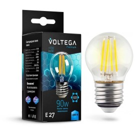 Лампа светодиодная филаментная Voltega E27 7W 4000K шар прозрачный VG10-G45E27cold9W-F 7139