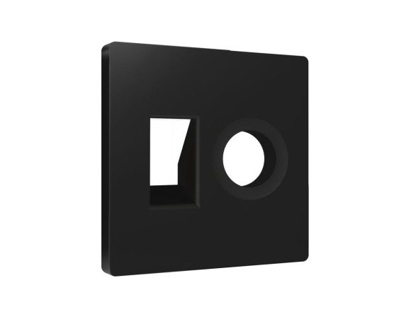 Лицевая панель Alfa (Черный матовый) для компьютерной/телефонной + TV розетки RJ-45/RJ-11 Quant Ambrella Volt AP8125