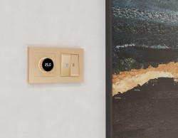 Комплект механизма терморегулятора с цифровым дисплеем с подсветкой и датчиком для теплого пола 16A-250V Alfa Шампань Quant Ambrella Volt MA605810 (AP6058, VM1385)