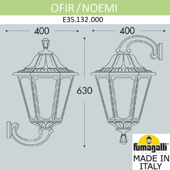Уличный настенный светильник Fumagalli E35.132.000.AXH27