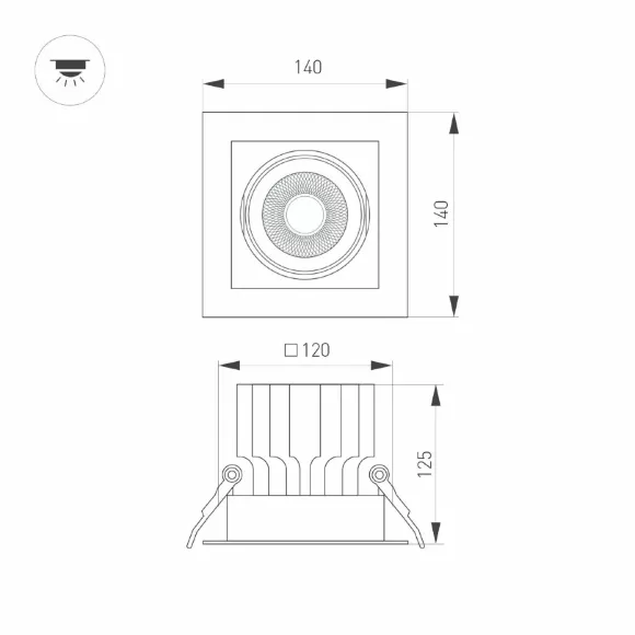 Встраиваемый карданный светильник Arlight MS-VORTEX-BUILT-S140x140-30W Day4000 (WH-WH, 50 deg, 230V) (IP20 Металл) 057925, Белый, Нейтральный белый, Алюминий Встраиваемый карданный светильник Arlight MS-VORTEX-BUILT-S140x140-30W Day4000 (WH-WH, 50 deg, 230V) (IP20 Металл) 057925, Белый, Нейтральный белый, Алюминий