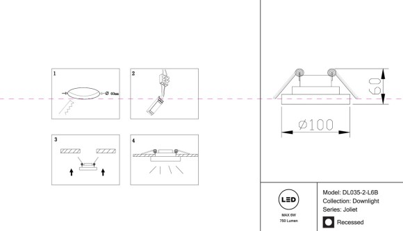 Встраиваемый светодиодный светильник Maytoni Joliet DL035-2-L6B