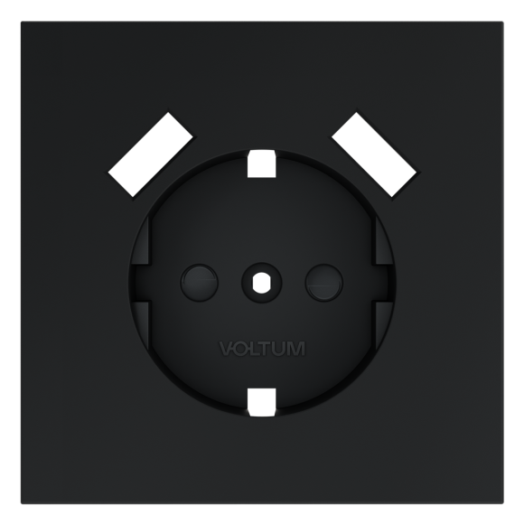 Накладка для розетки с заземлением и защитными шторками, с USB A+A Voltum S70 (графит) VLS000907