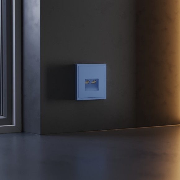 Накладка для розетки компьютерной двойной RJ45+RJ45 кат.6 Voltum S70 (деним) VLS001415