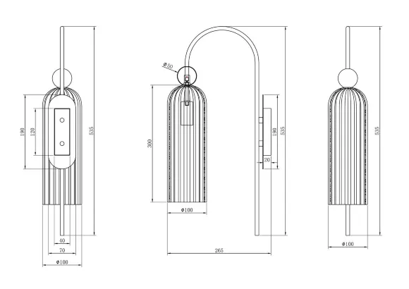 Бра Maytoni Antic MOD302WL-01W, вид сбоку Бра Maytoni Antic MOD302WL-01W, вид сбоку