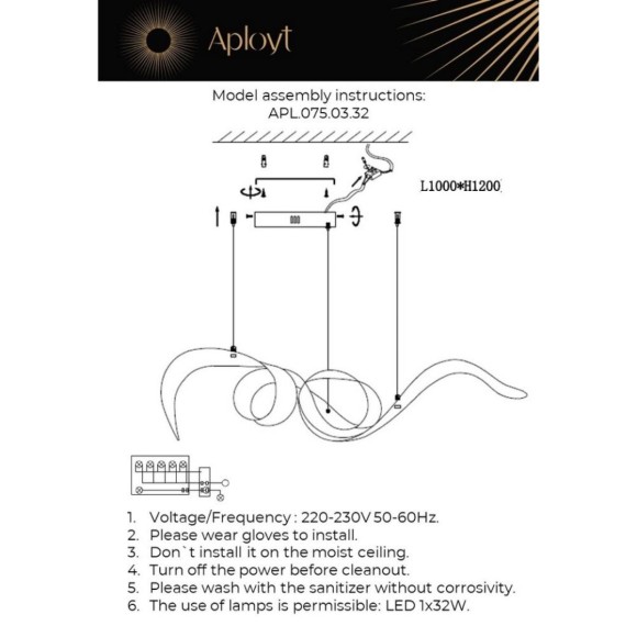 Подвесная люстра Aployt Riccarda APL.075.03.32