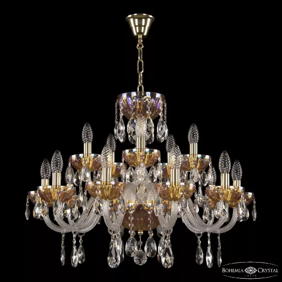 Подвесная люстра Bohemia Ivele Crystal 5417/10+5/240 G Shampan/M-1H, Золото, Металл, Классика стиль, крупный план Подвесная люстра Bohemia Ivele Crystal 5417/10+5/240 G Shampan/M-1H, Золото, Металл, Классика стиль, крупный план