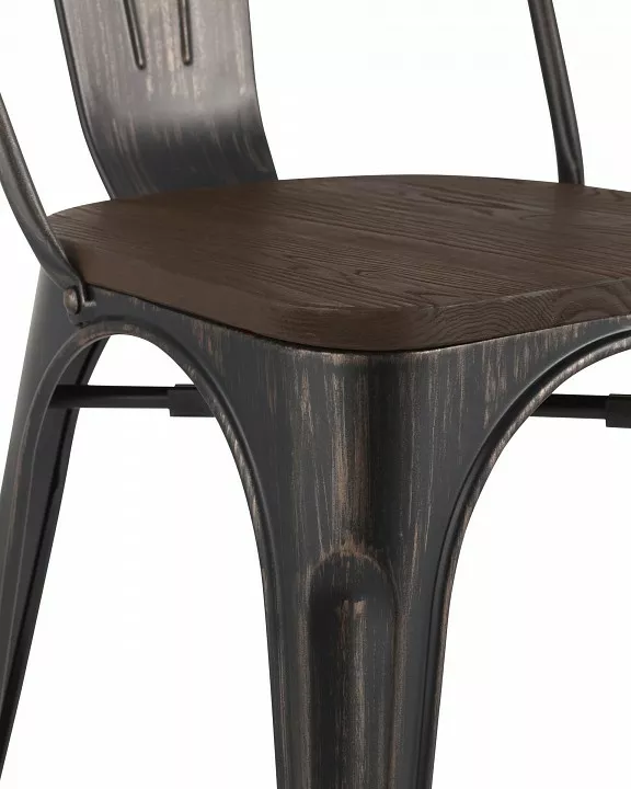 Стул Tolix SGR_YD-H440B-W_MS-01-1, патина золото, темное дерево, черный Стул Tolix SGR_YD-H440B-W_MS-01-1, патина золото, темное дерево, черный
