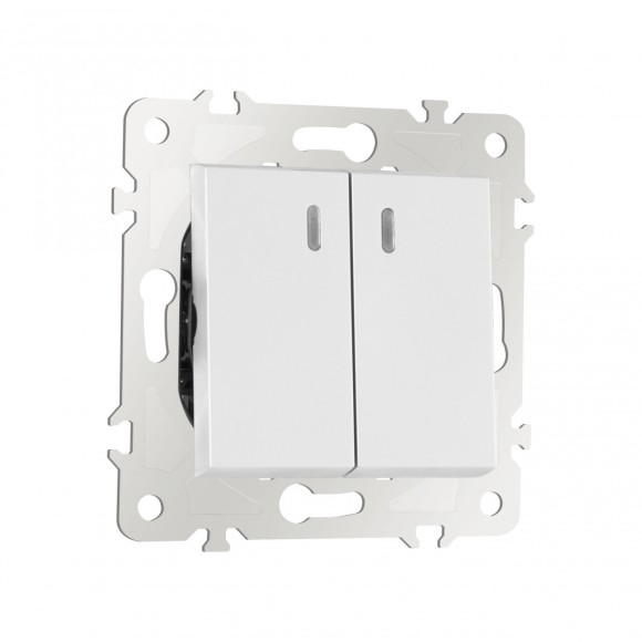 Выключатель двухклавишный проходной Arte Milano 203.33-2.white