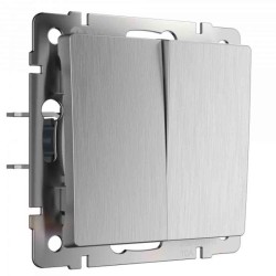 Выключатель двухклавишный проходной Werkel (cеребряный рифленый) W1122009 4690389159626