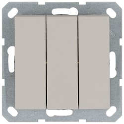 Выключатель трехклавишный 10A 250V с накладкой, цвет Тауп Jasmart G3031T