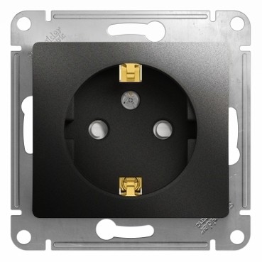 Розетка с/з со шторками, 16А Systeme Electric Glossa Антрацит GSL000745