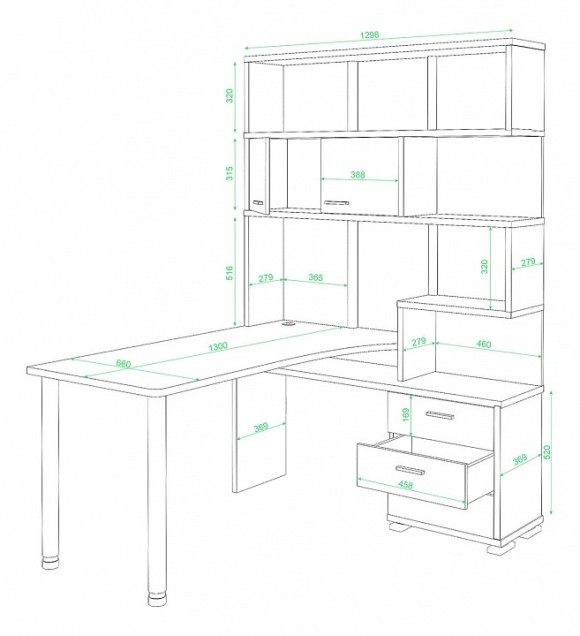 Стол компьютерный Домино нельсон СР-420-130 MER_SR_420_130_NBEN-PRAV