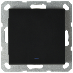 Выключатель одноклавишный Jasmart проходной со светодиодом с накладкой 10A 250V черный матовый (soft touch) G3012NPB