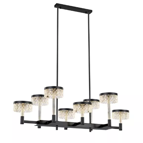 Подвесная люстра Delight Collection MD21020075 MD21020075-8B matt black, Черный, Прозрачный, Теплый белый