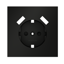 Накладка для розетки с заземлением и защитными шторками, с USB A+A Voltum S70 (черный матовый) VLS000908