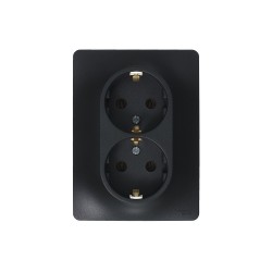 Розетка 2-ая с/з, 16А (в сборе) Systeme Electric Glossa Антрацит GSL000724