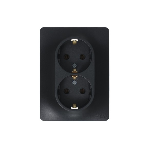 Розетка 2-ая с/з, 16А (в сборе) Systeme Electric Glossa Антрацит GSL000724