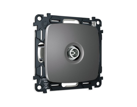 Комплект механизма TV розетки Ambrella Volt оконечной экранированной 5-1000MHz 3dB OMEGA MO663005 Антрацит серый QUANT (OP6630, VM199)