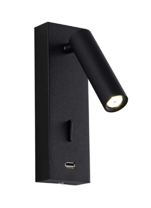 Настенный светильник Crystal Lux CLT 210W USB BL, Черный, Теплый белый, Металл Настенный светильник Crystal Lux CLT 210W USB BL, Черный, Теплый белый, Металл