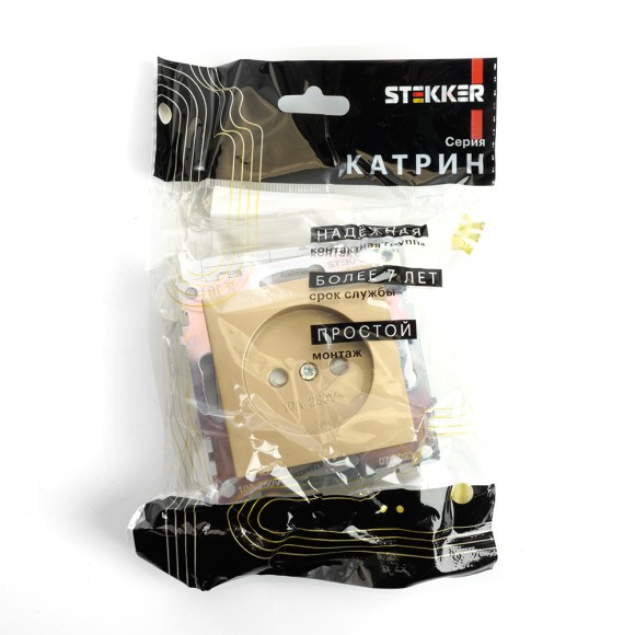 Розетка 1-местная б/з с защитной шторкой Stekker Катрин GLS10-7109-08 49223