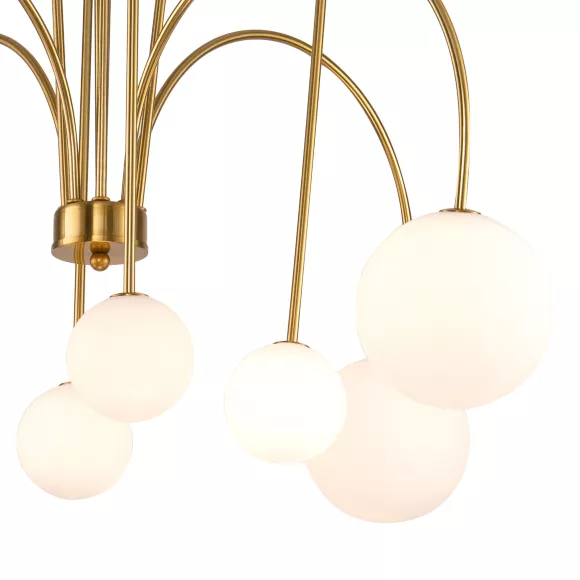 Люстра на штанге Delight Collection KG1213P-8 brass, Золото, Белый, Металл, крупный план
