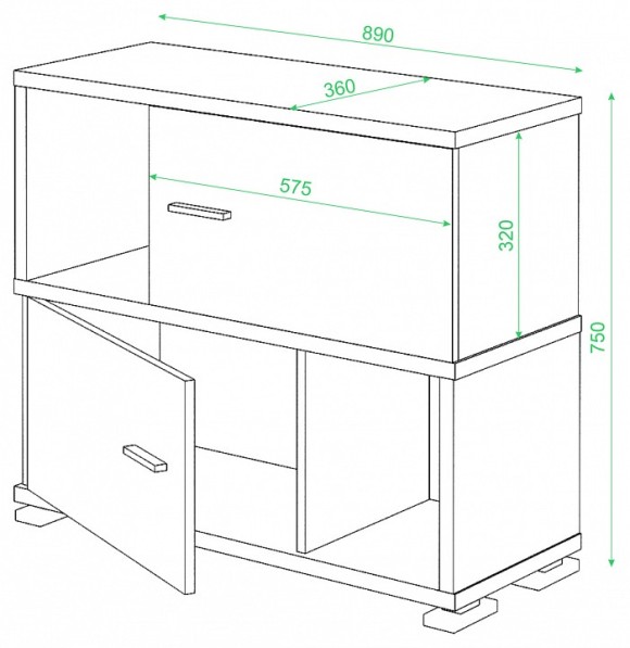 Тумба комбинированная Домино СБ-30/2 MER_SB-30-2-BE