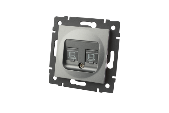 Механизм компьютерной розетки двойной Arlight SCT-MPC2-PL-GR-V (RJ-45, CAT6) 049851