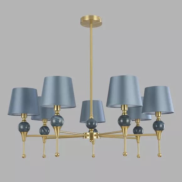 Люстра на штанге Lumion Classi Eletra 8416/7, Латунь, Синий, Металл, крупный план Люстра на штанге Lumion Classi Eletra 8416/7, Латунь, Синий, Металл, крупный план
