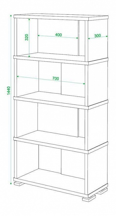 Стеллаж книжный Домино нельсон СБ-10_4 MER_SB-10_4_NBE