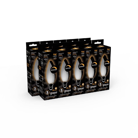 Лампа светодиодная филаментная диммируемая Gauss E14 9W 3000К матовая 103201109-D