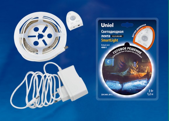 Светодиодная лента Uniel ULS-R01-3W/4000K/1,2M/DIM SENSOR Smart Light блистер