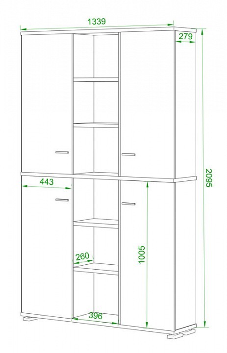 Шкаф книжный Домино ПУ-40-5 MER_PU-40-5_VK