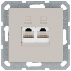 Интернет розетка 2х терминальная 6 категория, цвет тауп Jasmart G6108T