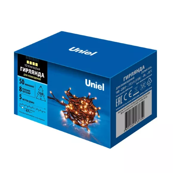 Светодиодная гирлянда Uniel (UL-00007189) теплый белый  UDL-S0500-050/DGA Warm White IP20 Mini
