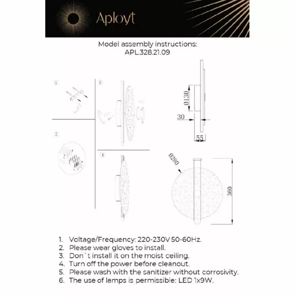 Настенный светильник Aployt Lorentayn APL.328.21.09, Черный, Прозрачный, Теплый белый Настенный светильник Aployt Lorentayn APL.328.21.09, Черный, Прозрачный, Теплый белый