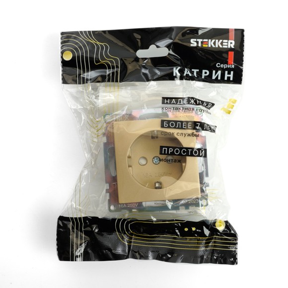 Розетка 1-местная с/з с защитной шторкой Stekker Катрин GLS16-7110-08 49224